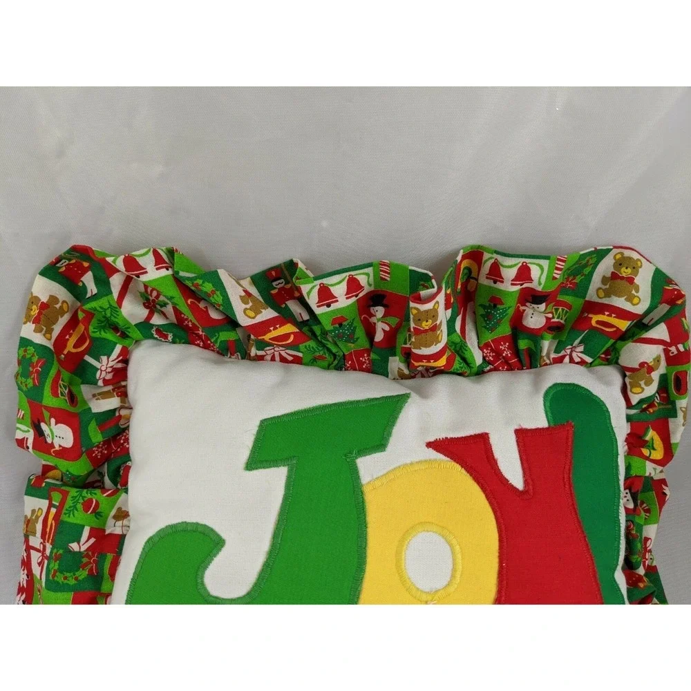 Christmas JOY Throw Pillow About 13x 11 Inch Homemade Stuffed‎
